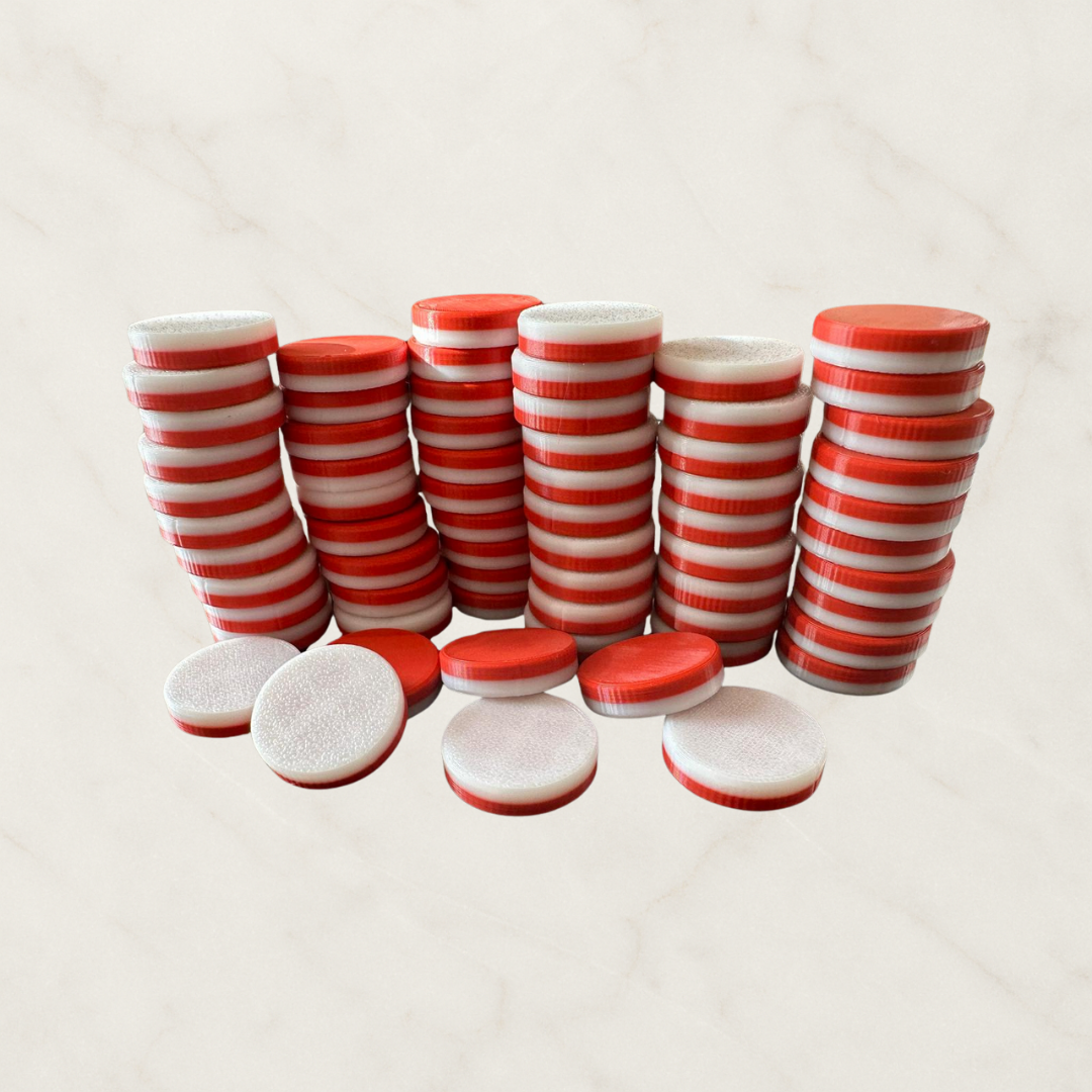 Othello Eğitim Takımı Uyumlu Kırmızı – Beyaz Othello Taşı (25 mm) Alternatif Renk, Sınırlı Üretim